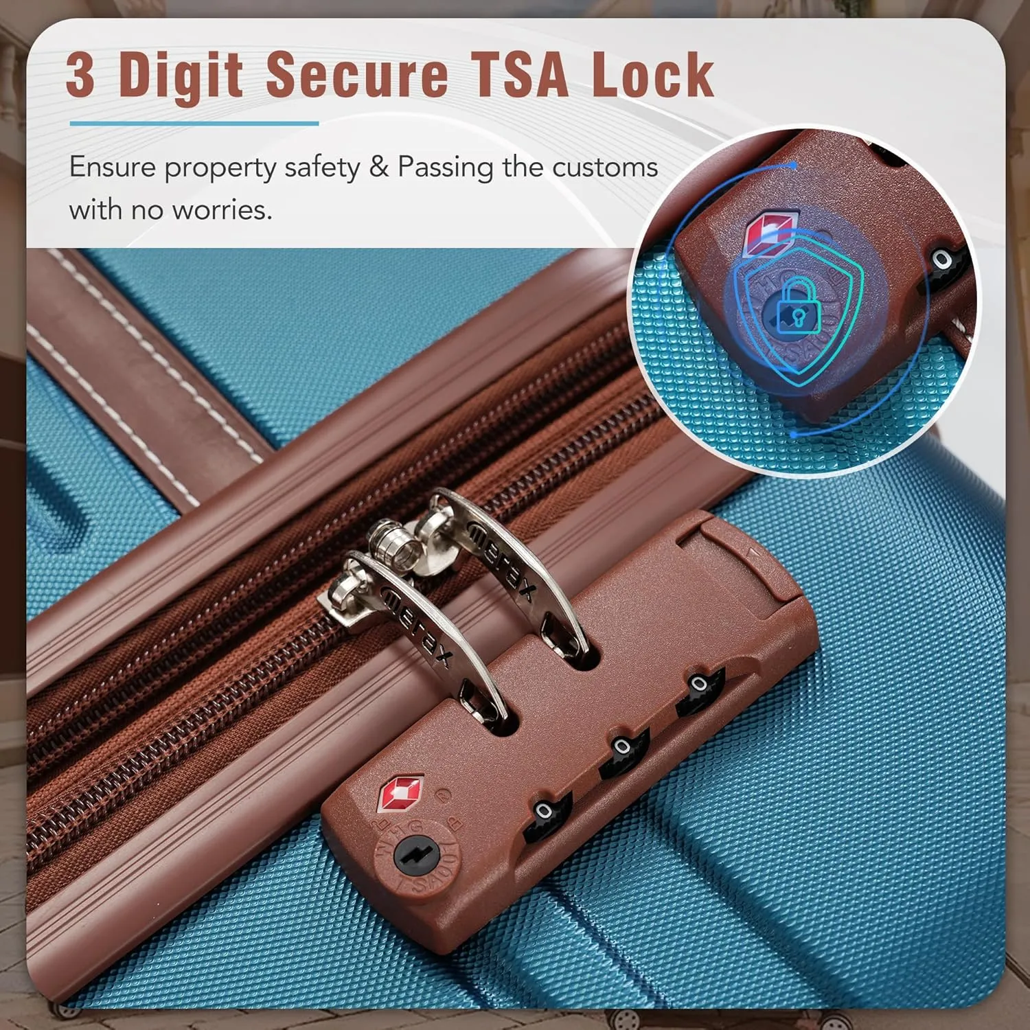 Merax 20 IN Luggage with Bags, Suitcase with Spinner Wheels, Carry on Luggage with TSA Lock Lightweight Vintage Luggage(Blue)