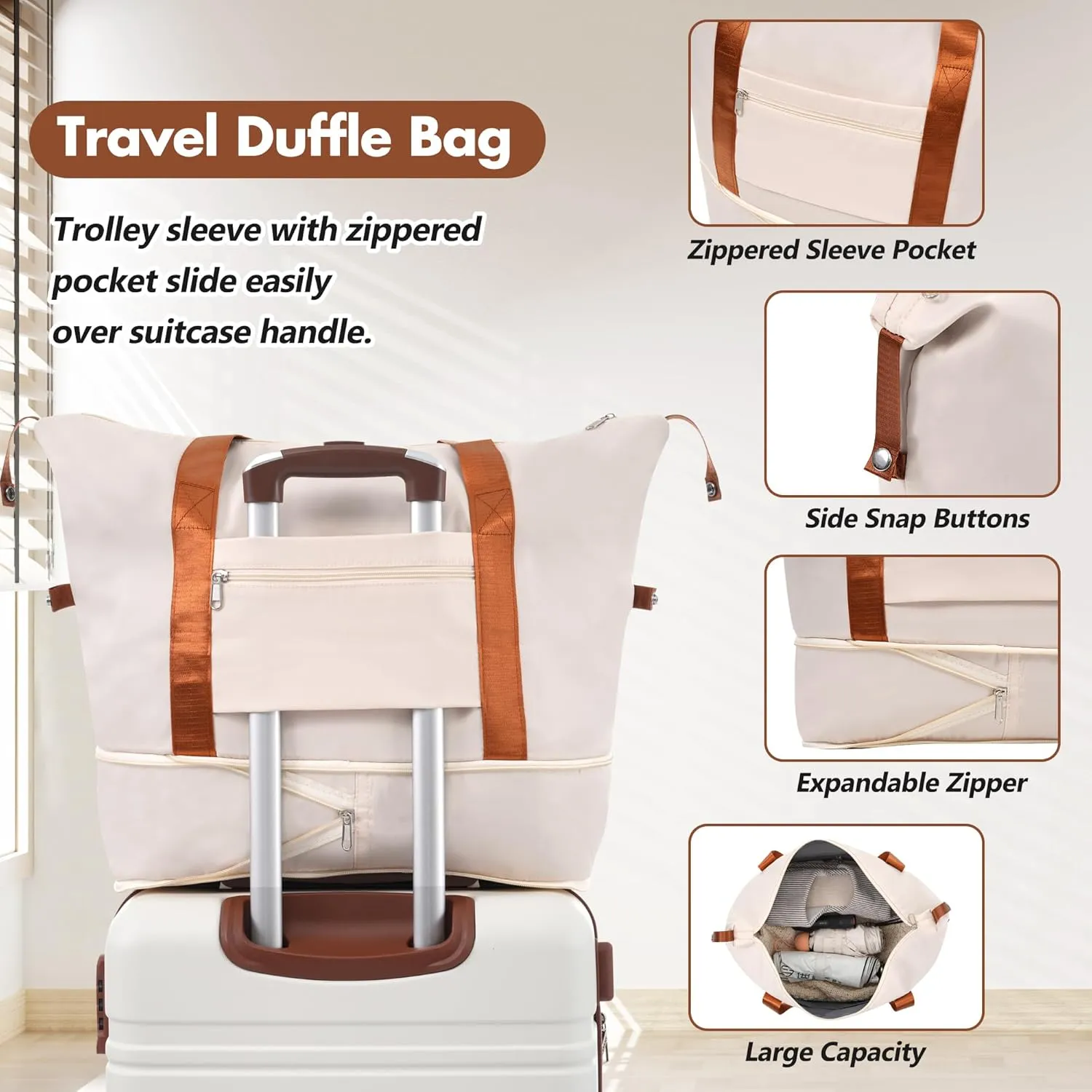 Merax 20 IN Luggage with Bags, Suitcase with Spinner Wheels, Carry on Luggage with TSA Lock Lightweight Vintage Luggage(White)