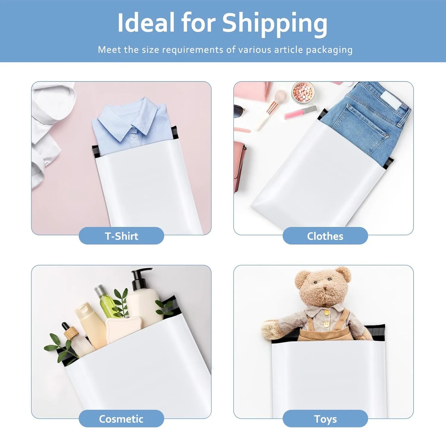 Metronic Poly Mailers 10x13 100 Pcs | Medium Shipping Bags for Clothing | Mailing Bags for Small Business, Shipping Envelopes,Packing Bags in White