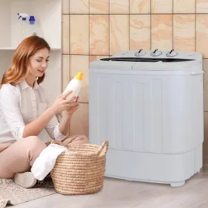 Mini Twin Tub Washing Machine, Efficient 8lbs Wash & 5lbs Spin