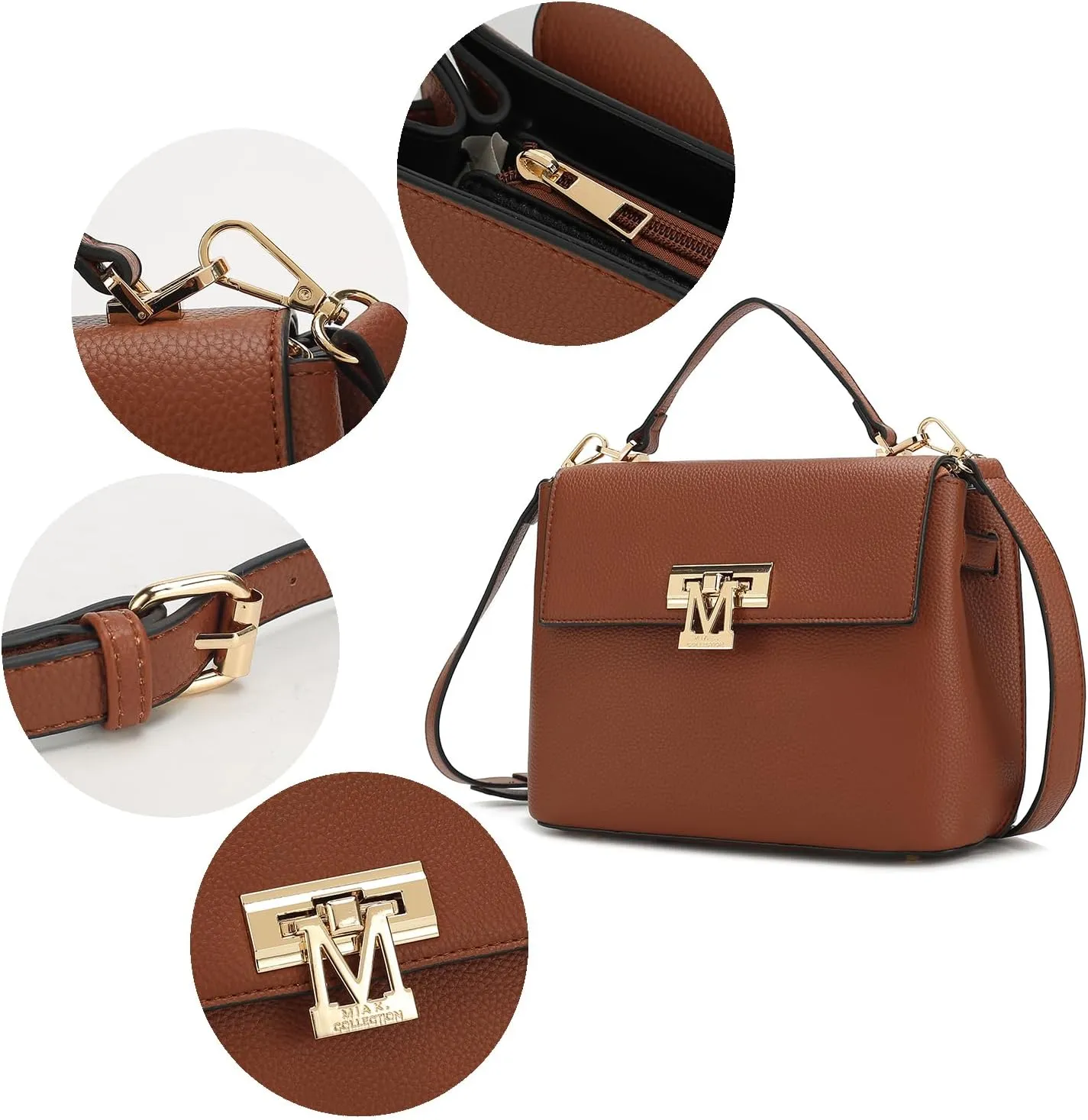 MKF Collection Satchel Bags for Women, Vegan Leather Work bag Top-Handle Shoulder bag Crossbody Handbag Purse