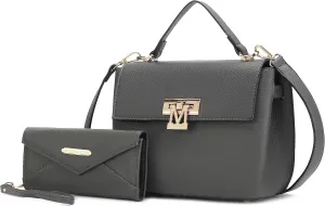 MKF Collection Satchel Bags for Women, Vegan Leather Work bag Top-Handle Shoulder bag Crossbody Handbag Purse