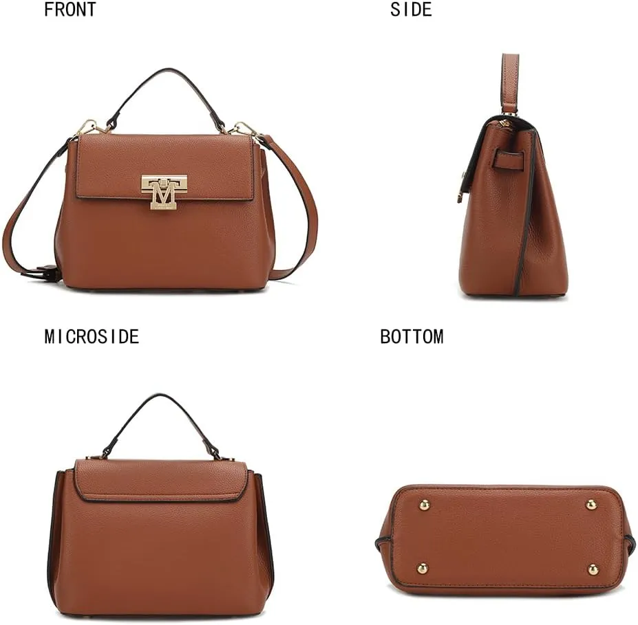 MKF Collection Satchel Bags for Women, Vegan Leather Work bag Top-Handle Shoulder bag Crossbody Handbag Purse