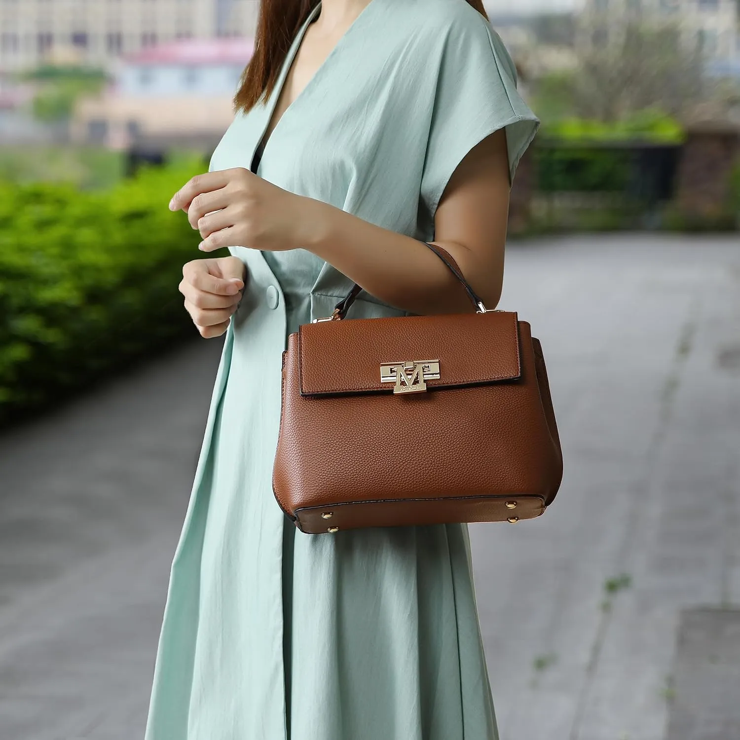 MKF Collection Satchel Bags for Women, Vegan Leather Work bag Top-Handle Shoulder bag Crossbody Handbag Purse