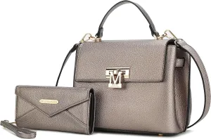 MKF Collection Satchel Bags for Women, Vegan Leather Work bag Top-Handle Shoulder bag Crossbody Handbag Purse