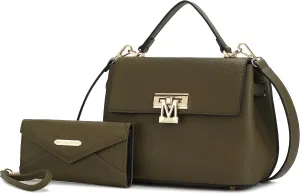 MKF Collection Satchel Bags for Women, Vegan Leather Work bag Top-Handle Shoulder bag Crossbody Handbag Purse