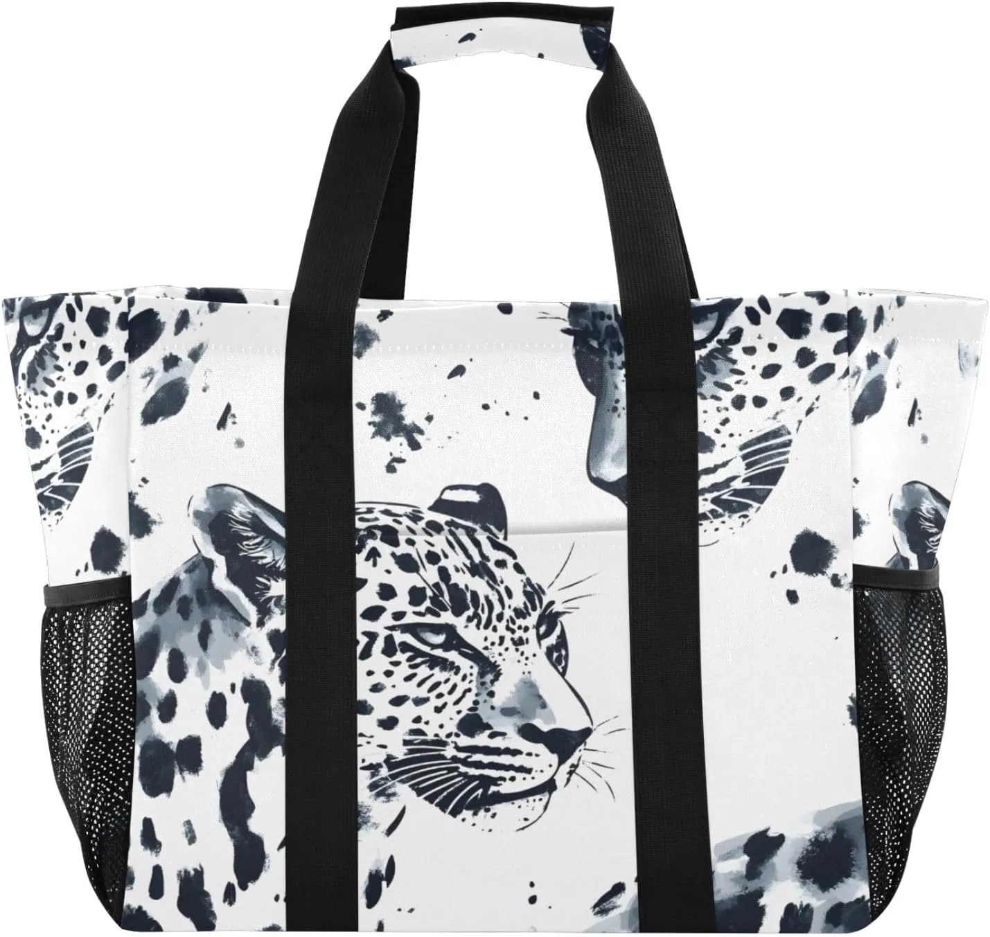 Nander Beautiful Art Leopard Foldable Tote Bag Waterproof Sandproof Women Beach Bag Handbag Gym Bag
