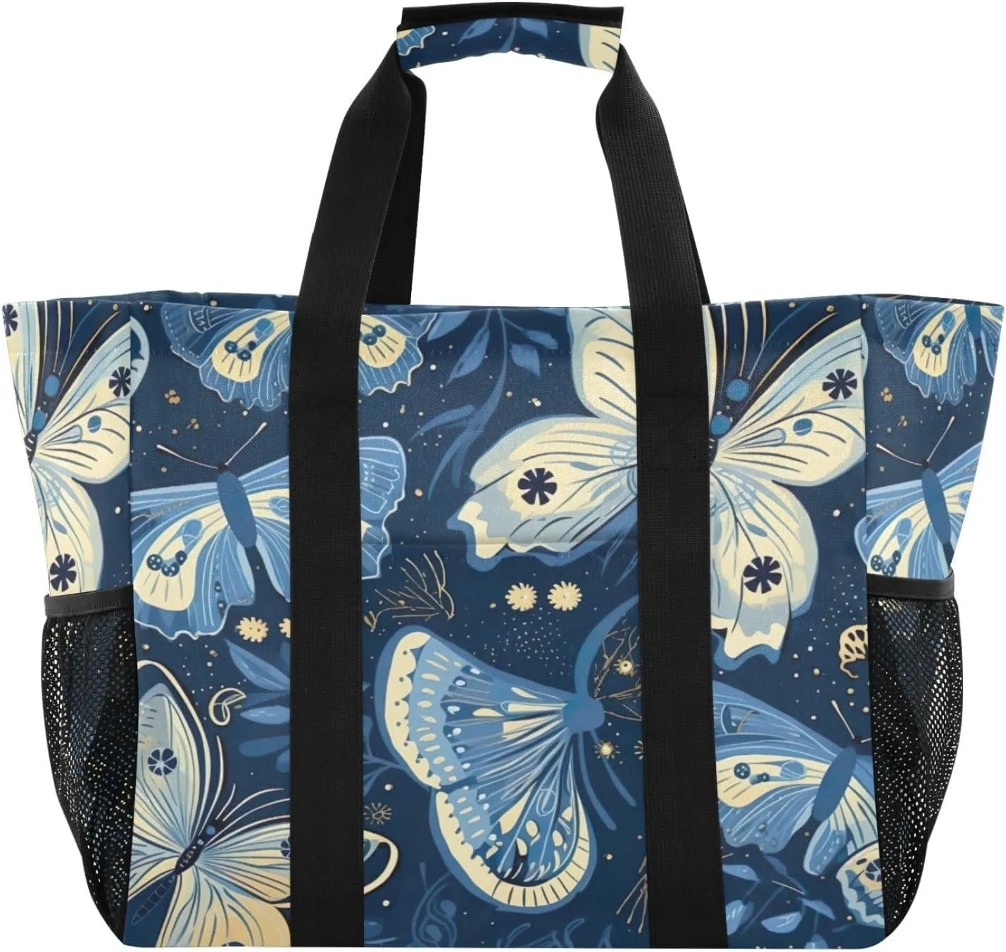 Nander Beautiful Butterfly Foldable Tote Bag Waterproof Sandproof Women Beach Bag Handbag Gym Bag Travel Shopping Bag
