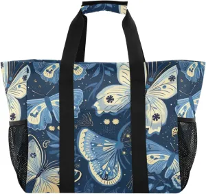 Nander Beautiful Butterfly Foldable Tote Bag Waterproof Sandproof Women Beach Bag Handbag Gym Bag Travel Shopping Bag