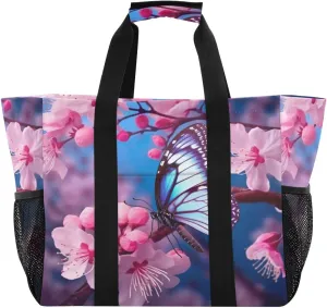 Nander Beautiful Butterfly Foldable Tote Bag Waterproof Sandproof Women Beach Bag Handbag Gym Bag Travel Shopping Bag