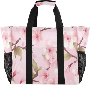 Nander Beautiful Cherry Blossoms Foldable Tote Bag Waterproof Sandproof Women Beach Bag Handbag Gym Bag Travel Shopping Bag