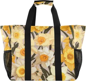 Nander Beautiful Flowers Foldable Tote Bag Waterproof Sandproof Women Beach Bag Handbag Gym Bag