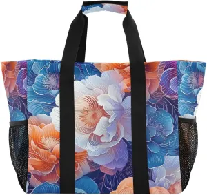 Nander Beautiful Flowers Foldable Tote Bag Waterproof Sandproof Women Beach Bag Handbag Gym Bag