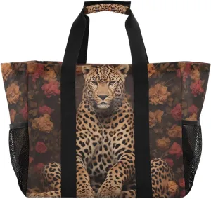 Nander Beautiful Leopard Foldable Tote Bag Waterproof Sandproof Women Beach Bag Handbag Gym Bag