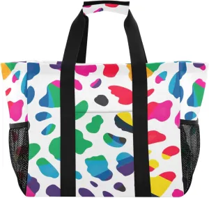 Nander Beautiful Leopard Print Texture Foldable Tote Bag Waterproof Sandproof Women Beach Bag Handbag Gym Bag