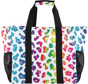 Nander Beautiful Leopard Print Texture Foldable Tote Bag Waterproof Sandproof Women Beach Bag Handbag Gym Bag