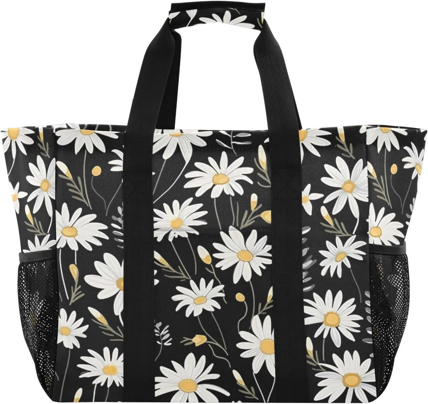 Nander Beautiful Little Daisies Foldable Tote Bag Waterproof Sandproof Women Beach Bag Handbag Gym Bag Travel Shopping Bag