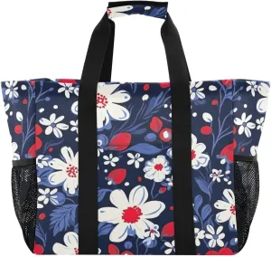 Nander Beautiful Little Flowers Foldable Tote Bag Waterproof Sandproof Women Beach Bag Handbag Gym Bag