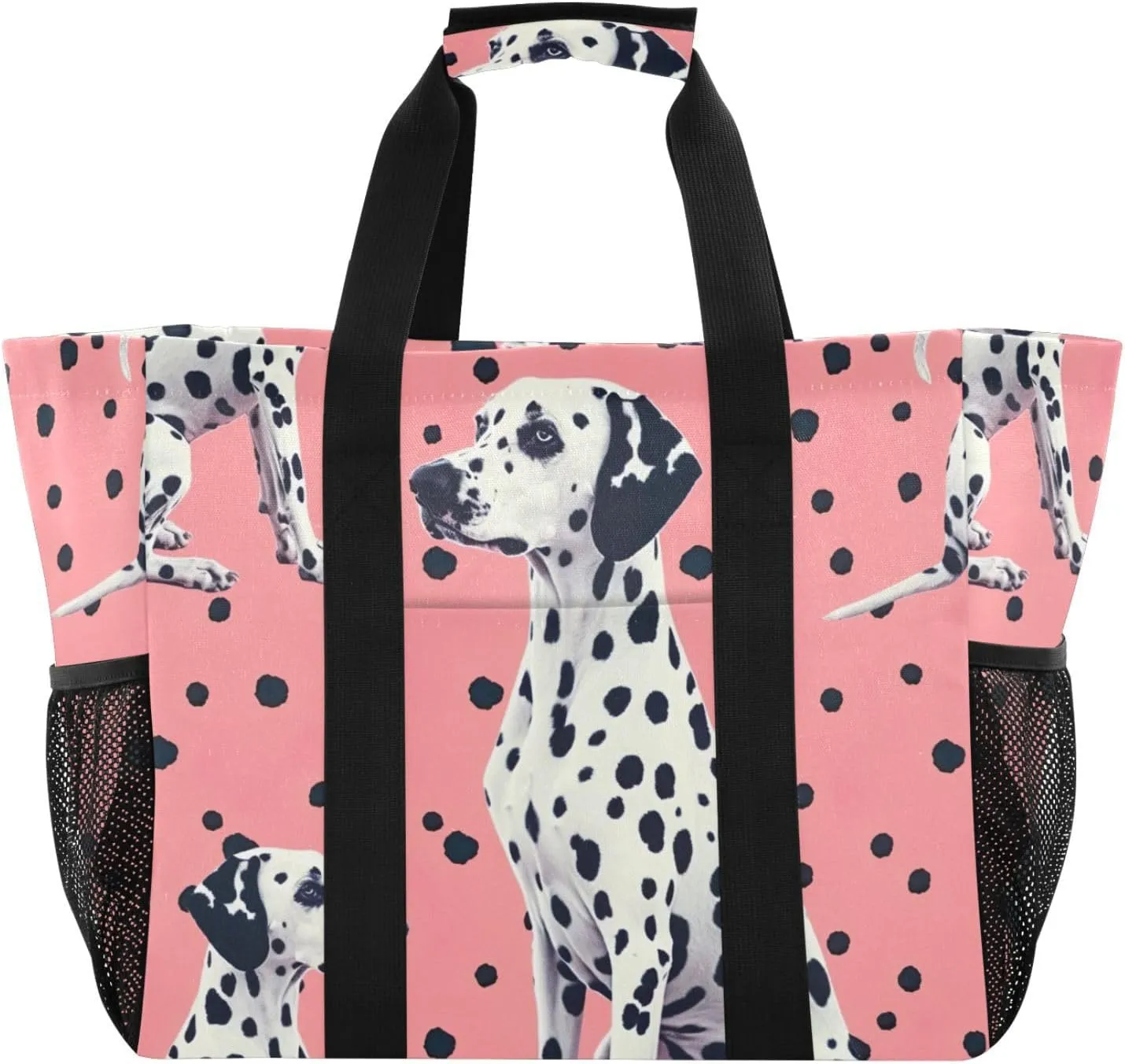 Nander Beautiful Spotted Dog Foldable Tote Bag Waterproof Sandproof Women Beach Bag Handbag Gym Bag