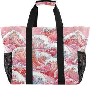 Nander Beautiful Wave Foldable Tote Bag Waterproof Sandproof Women Beach Bag Handbag Gym Bag Travel Shopping Bag
