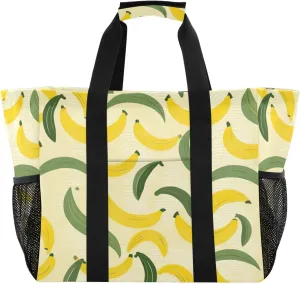 Nander Cartoon Banana Foldable Tote Bag Waterproof Sandproof Women Beach Bag Handbag Gym Bag Travel Shopping Bag