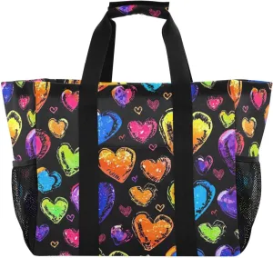 Nander Colorful Love Heart Foldable Tote Bag Waterproof Sandproof Women Beach Bag Handbag Gym Bag