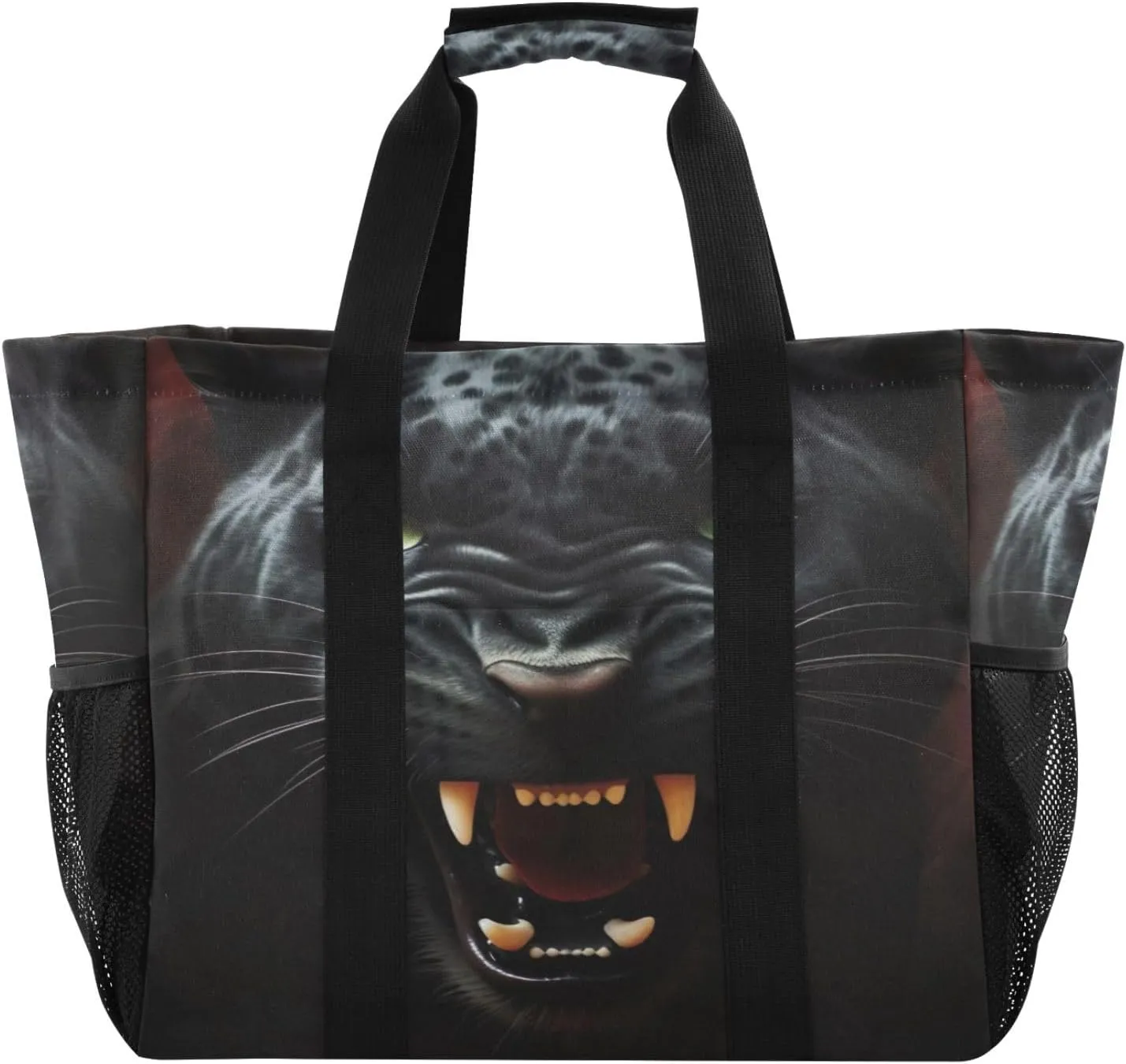 Nander Cool Black Panther Foldable Tote Bag Waterproof Sandproof Women Beach Bag Handbag Gym Bag Travel Shopping Bag