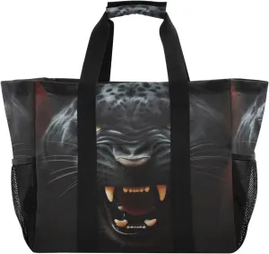 Nander Cool Black Panther Foldable Tote Bag Waterproof Sandproof Women Beach Bag Handbag Gym Bag Travel Shopping Bag