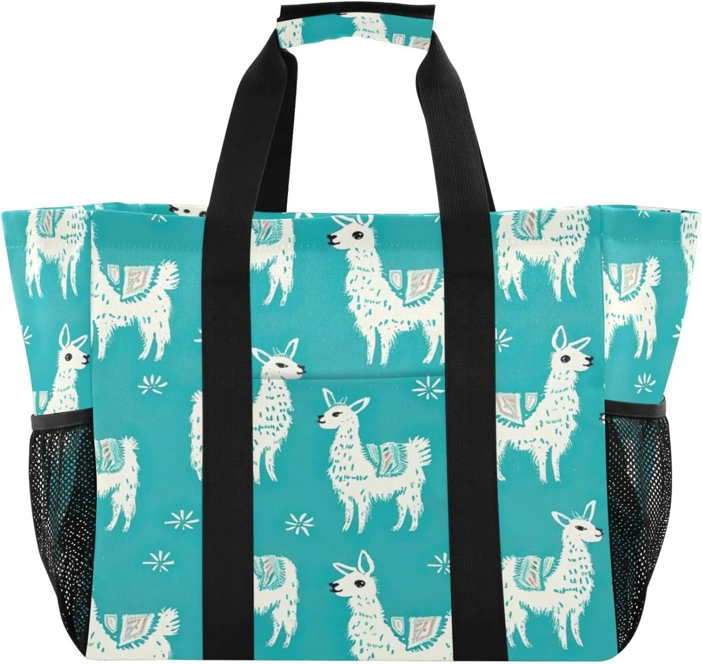 Nander Cute Alpaca Foldable Tote Bag Waterproof Sandproof Women Beach Bag Handbag Gym Bag Travel Shopping Bag