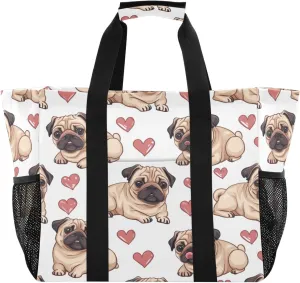 Nander Cute Bulldog Foldable Tote Bag Waterproof Sandproof Women Beach Bag Handbag Gym Bag Travel Shopping Bag