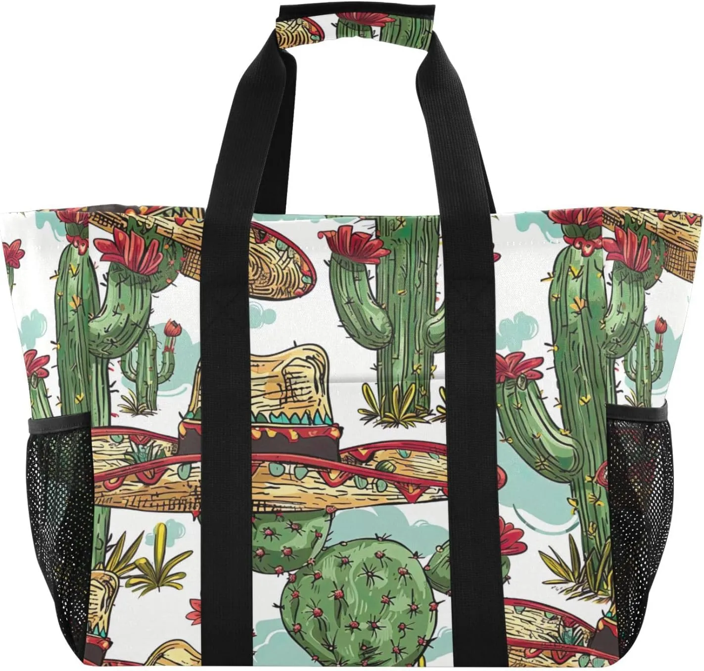 Nander Cute Cactus Foldable Tote Bag Waterproof Sandproof Women Beach Bag Handbag Gym Bag Travel Shopping Bag
