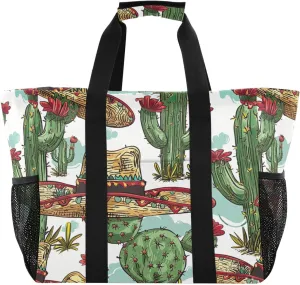 Nander Cute Cactus Foldable Tote Bag Waterproof Sandproof Women Beach Bag Handbag Gym Bag Travel Shopping Bag