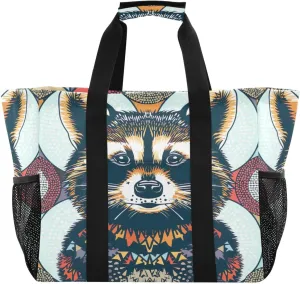 Nander Dumb and Cute Raccoon Foldable Tote Bag Waterproof Sandproof Women Beach Bag Handbag Gym Bag Travel Shopping Bag