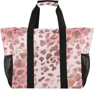 Nander Fashion Animal Leopard Print Foldable Tote Bag Waterproof Sandproof Women Beach Bag Handbag Gym Bag