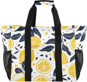 Nander Fresh Lemon Foldable Tote Bag Waterproof Sandproof Women Beach Bag Handbag Gym Bag