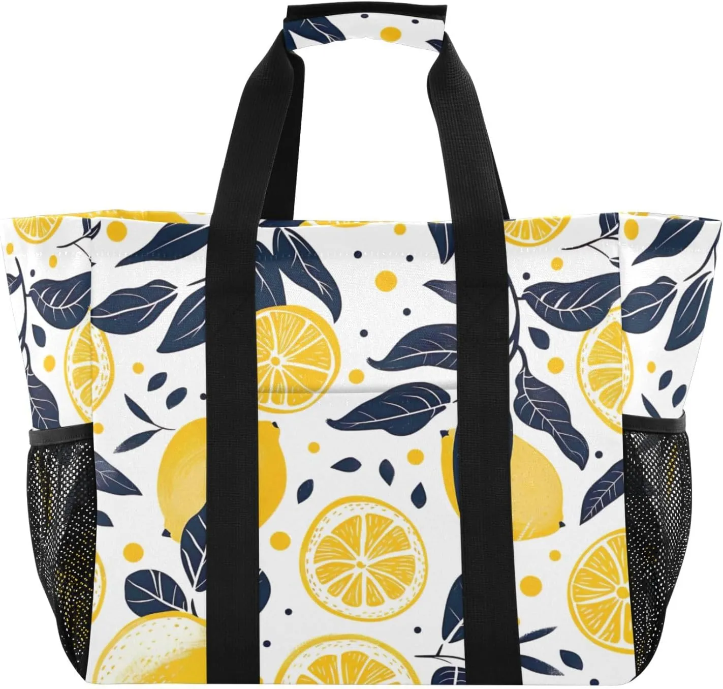 Nander Fresh Lemon Foldable Tote Bag Waterproof Sandproof Women Beach Bag Handbag Gym Bag
