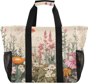 Nander Herb Flower Foldable Tote Bag Waterproof Sandproof Women Beach Bag Handbag Gym Bag