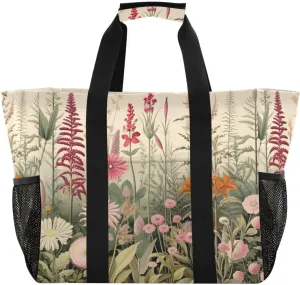 Nander Herb Flower Foldable Tote Bag Waterproof Sandproof Women Beach Bag Handbag Gym Bag