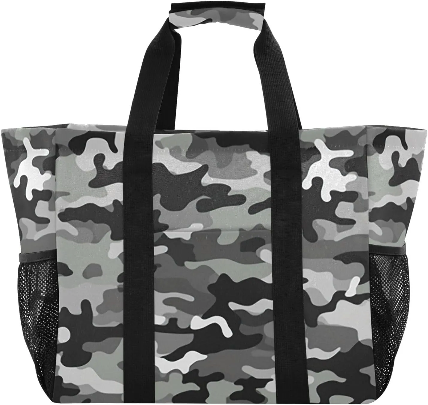 Nander Retro Camouflage Foldable Tote Bag Waterproof Sandproof Women Beach Bag Handbag Gym Bag Travel Shopping Bag