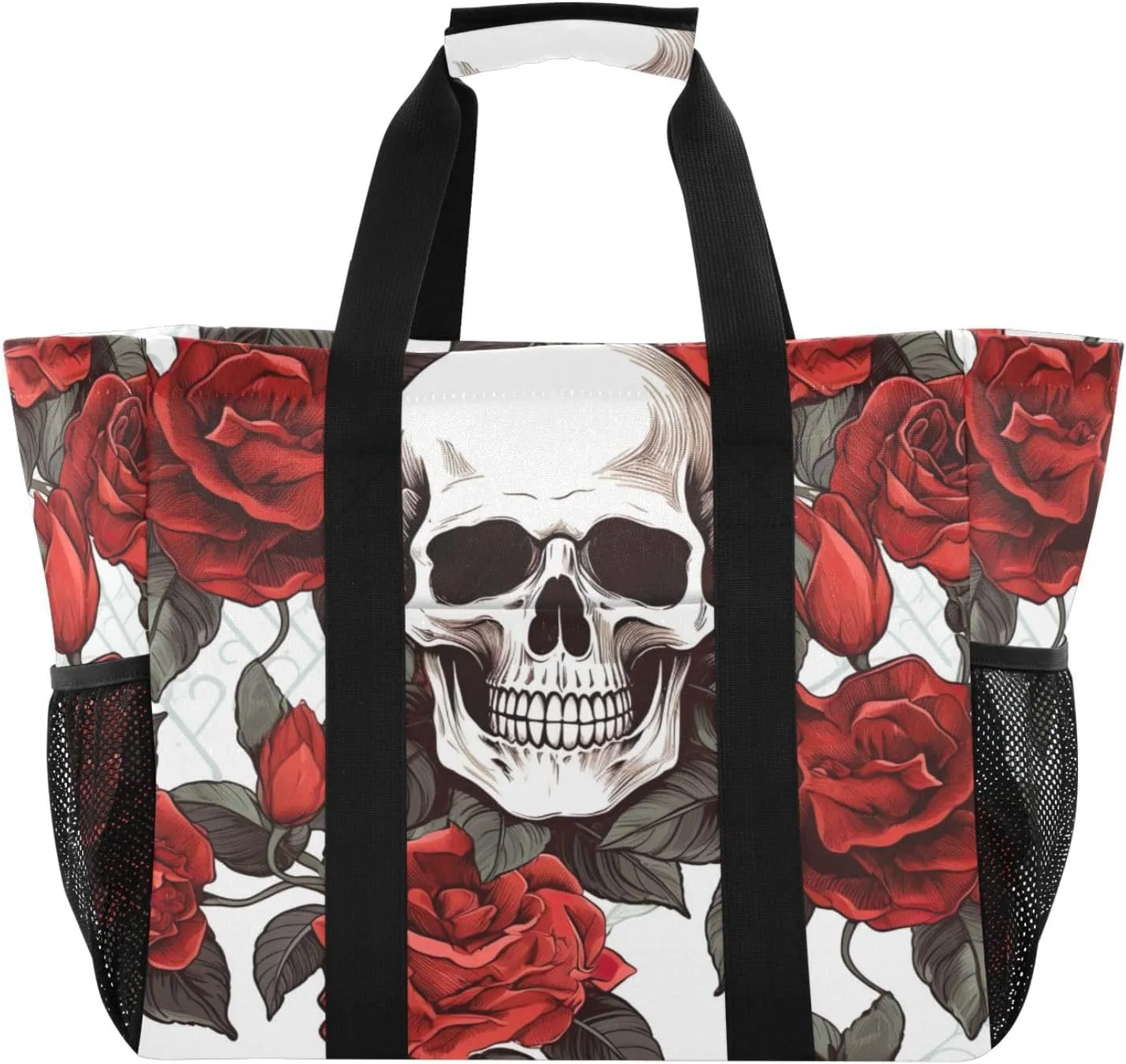 Nander Skull Foldable Tote Bag Waterproof Sandproof Women Beach Bag Handbag Gym Bag
