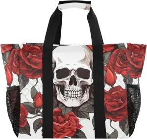 Nander Skull Foldable Tote Bag Waterproof Sandproof Women Beach Bag Handbag Gym Bag