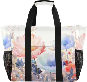 Nander Spring Wildflowers Foldable Tote Bag Waterproof Sandproof Women Beach Bag Handbag Gym Bag Travel Shopping Bag