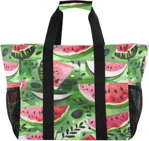Nander Summer Watermelon Foldable Tote Bag Waterproof Sandproof Women Beach Bag Handbag Gym Bag Travel Shopping Bag