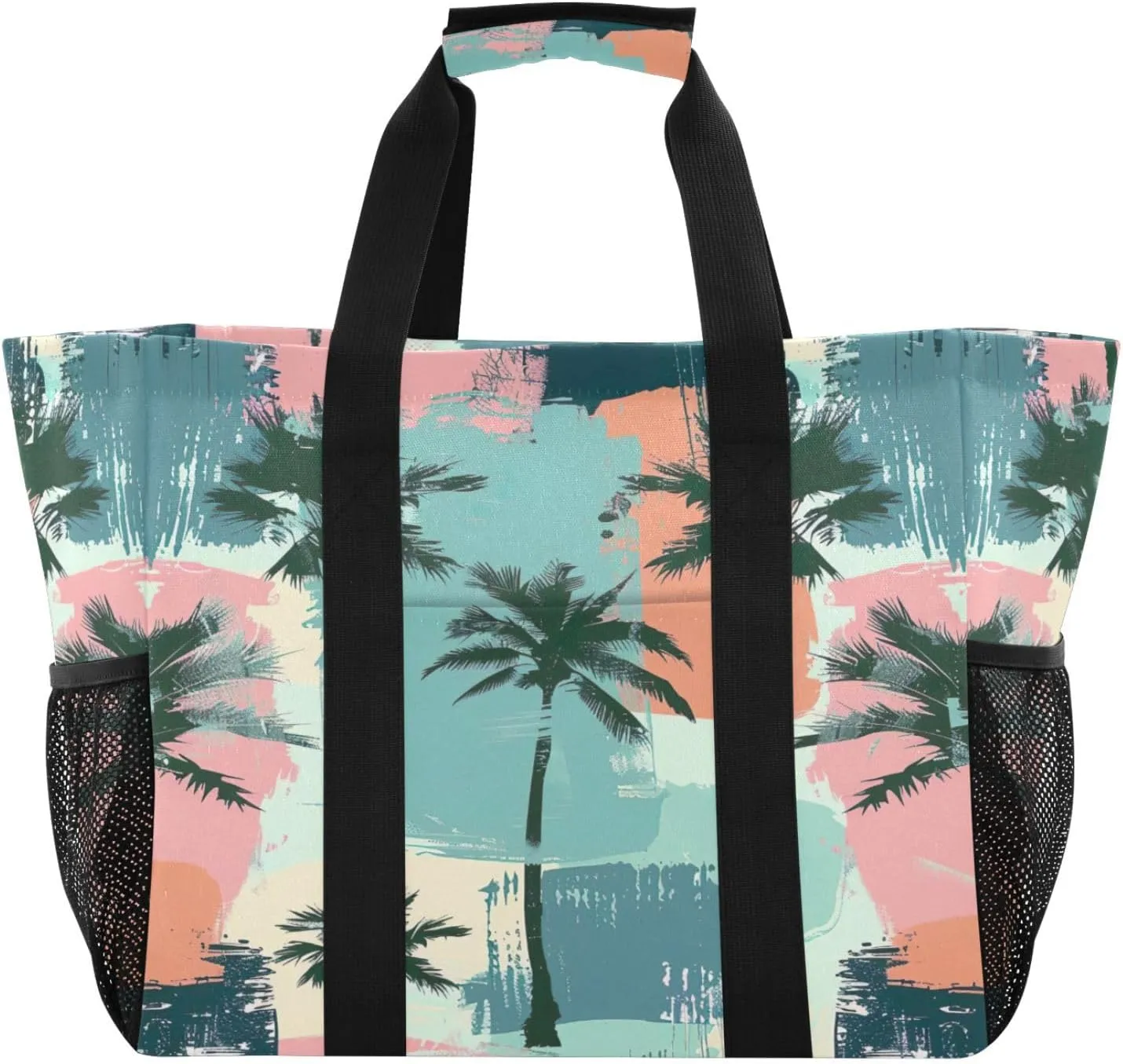 Nander Tropical Brown Leaves Foldable Tote Bag Waterproof Sandproof Women Beach Bag Handbag Gym Bag
