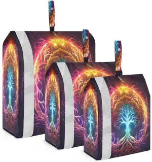 Neon Rainbow Tree Glowing Compression Packing Cubes for Travel Packing Organizers Large Luggage Organizers Bags for Travel Accessories