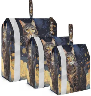 Night Starry Sky Cat Compression Packing Cubes Luggage Organizer Bags for Travel Suitcase Organizer for Women Travel Accessories