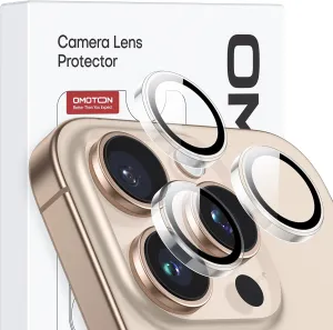 OMOTON Clear Camera Lens Protector for iPhone 16 Pro Max/16 Pro, Individual Camera Lens Protector, High-definition Photos, Ultra-thin Tempered Glass Lens Protector, 2 Set Transparent Ring