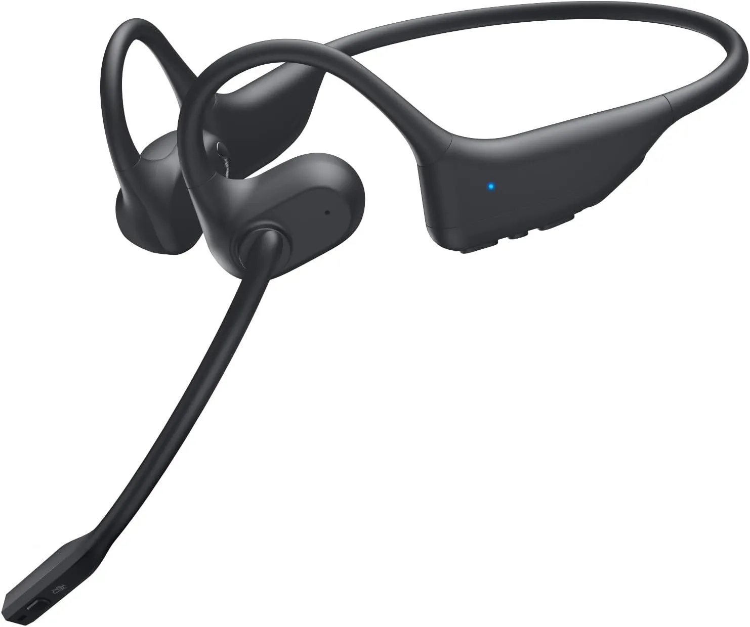 Open Ear Headphones with Mic, Bluetooth 5.3 Headset with AI Noise Cancelling Mic & Mute Function, Wireless Headset for Work, Sports, Drive
