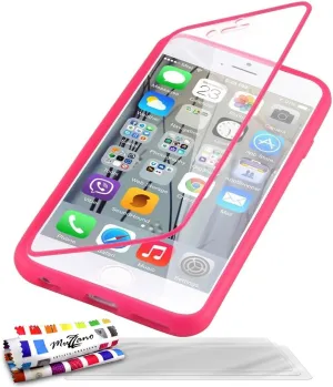 Original Jelly Glass Flap Cover for Apple iPhone 6/6S with 3 Ultra-Clear Screen Protectors - Hot Pink