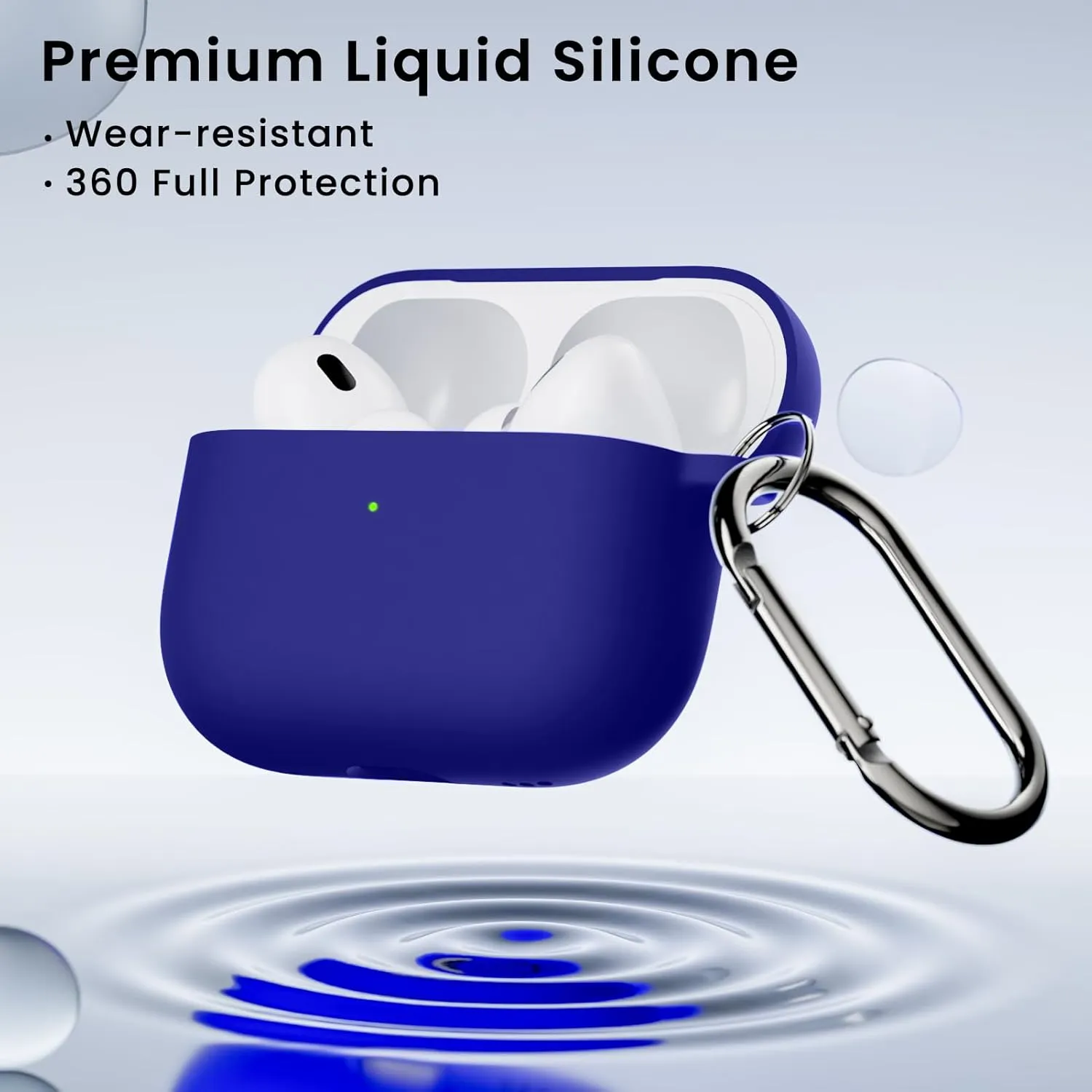 ORNARTO for AirPods Pro 2 Case, Compatible with AirPods Pro 1st/2nd Generation, Soft Silicone Cover with Cleaner Kit, Eartips Protector & Keychain-Klein Blue